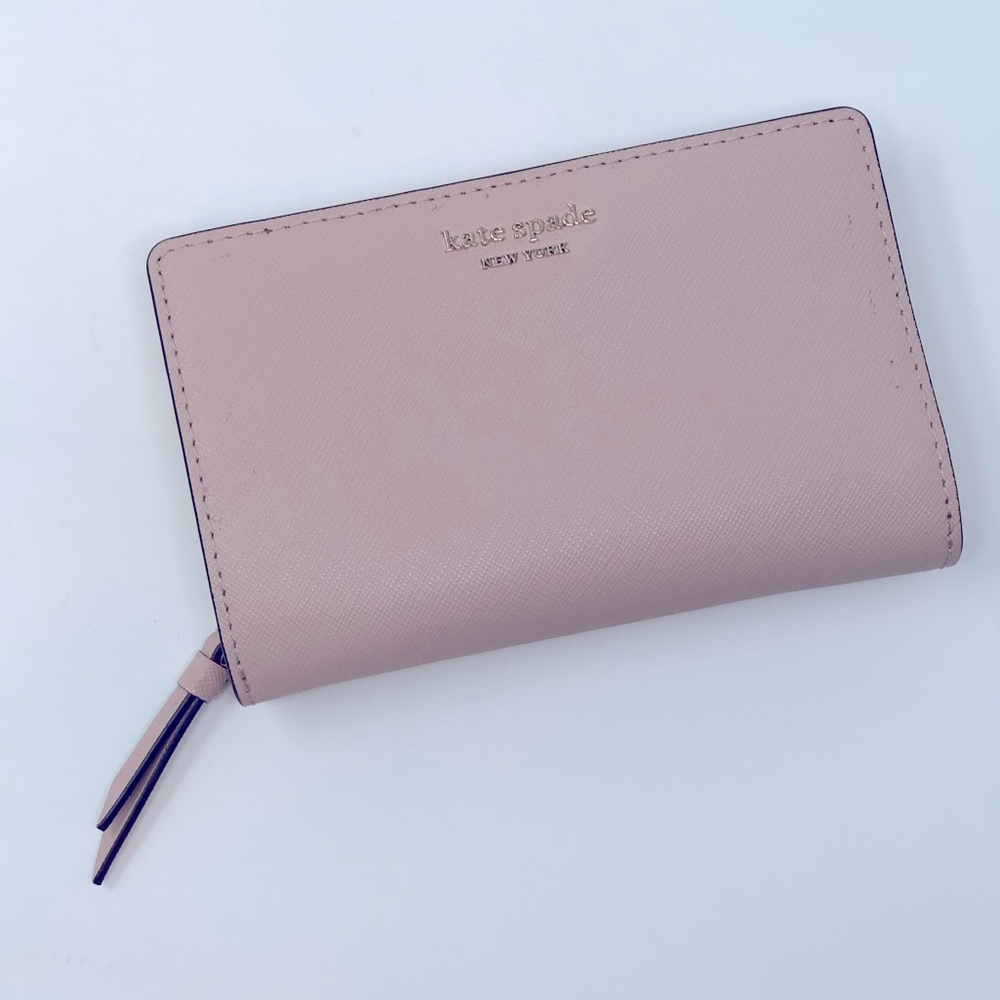 kate spade Dusty Pink Saffiano Zip Wallet